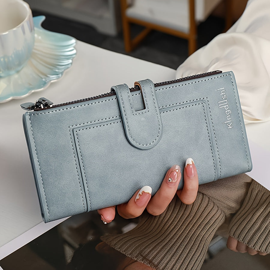 Portafoglio clutch in tinta unita Valstrend, con design minimalista e stile retrò, leggero e versatile per monete e carte.