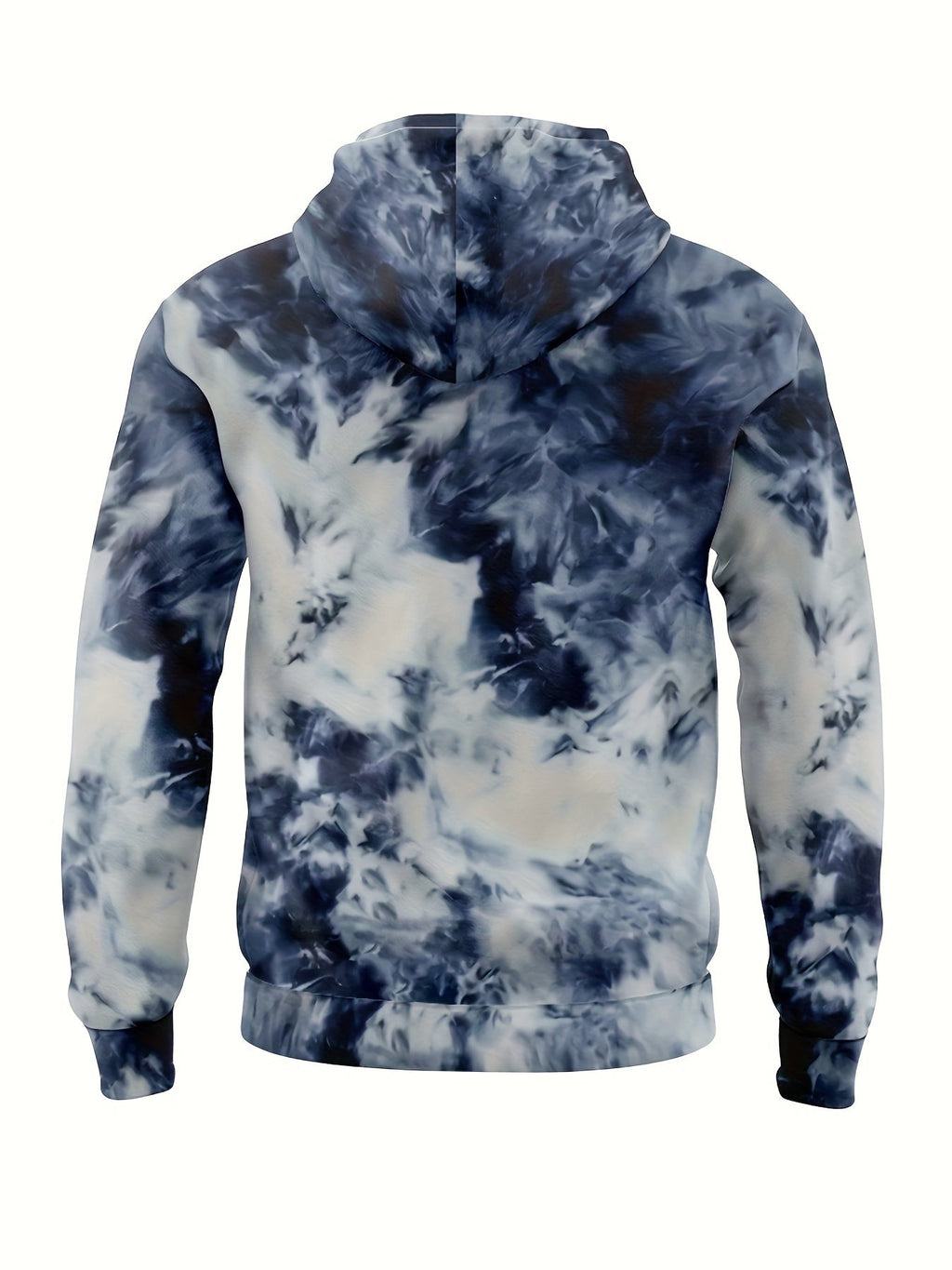 Felpa casual da uomo Valstrend con stampa geometrica, interno in fleece, cappuccio con cordoncino e tasca a marsupio.