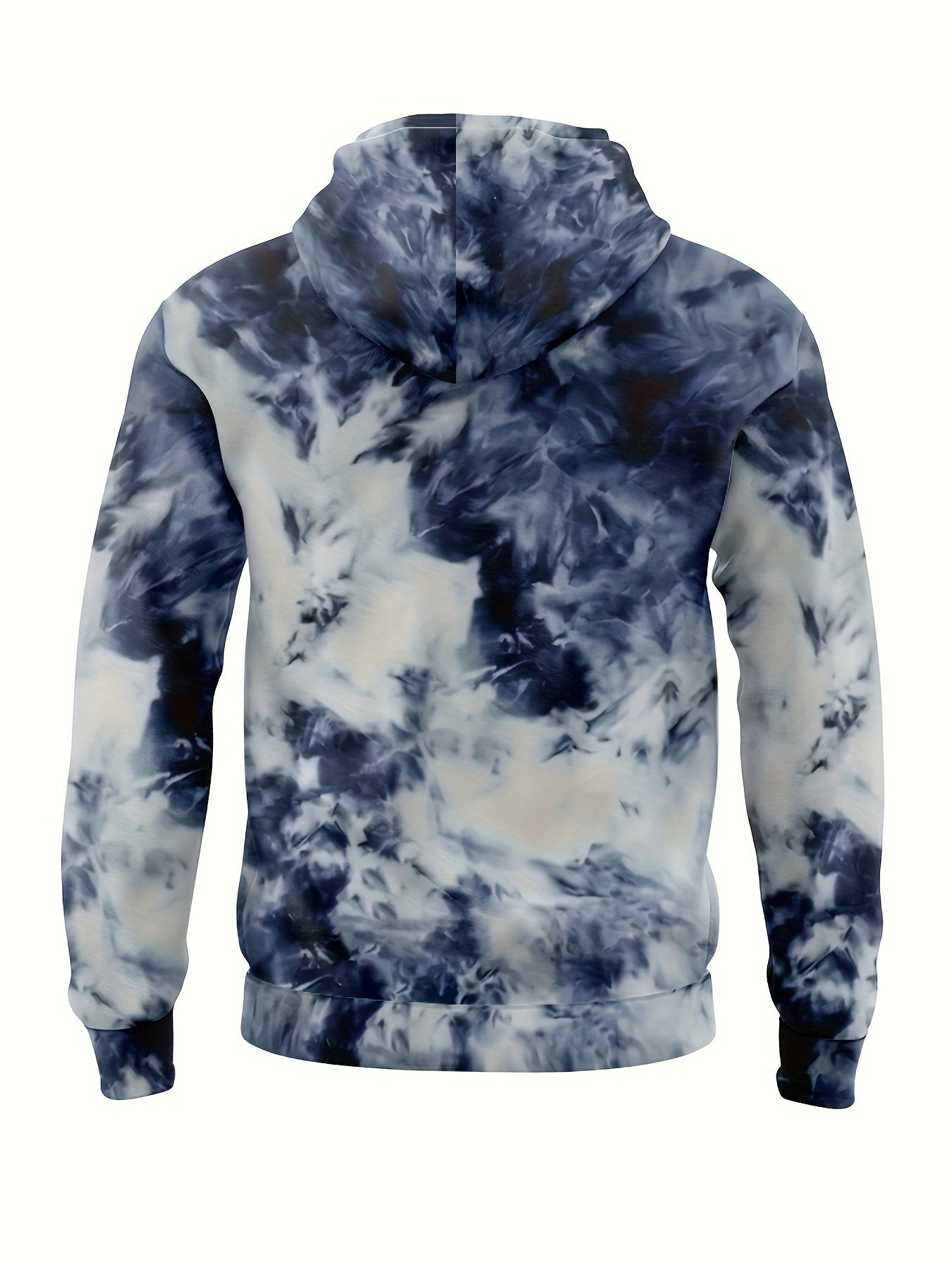 Felpa casual da uomo Valstrend con stampa geometrica, interno in fleece, cappuccio con cordoncino e tasca a marsupio.
