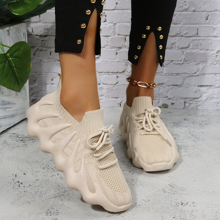 Scarpe sneakers unisex Valstrend con tomaia in maglia a ottopus e suola in gomma morbida, taglie grandi, stile casual.