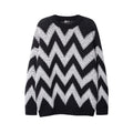 Maglione Valstrend shop a quadri retrò con contrasto di colori e righe ondulate, tessuto caldo e stile vintage.