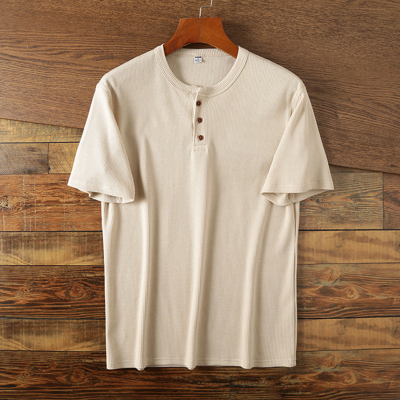T-shirt estivo a maniche corte da uomo Valstrend, stile retrò americano, tessuto leggero e comodo, colore chiaro e design casual