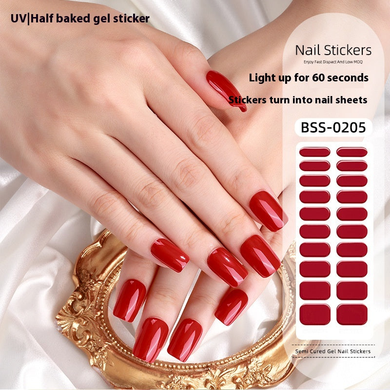 Pure Color Gel Nail Sticker Uv Phototherapy Semi-curing Nail Art Sticker