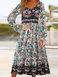 Vestito stampato Valstrend con scollo rotondo e maniche lunghe, look elegante e adatto alla vita quotidiana.