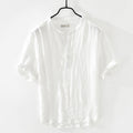 Camicia estiva in lino e cotone a maniche corte di Valstrend, vestibilità leggera e traspirante, ideale per la stagione calda.