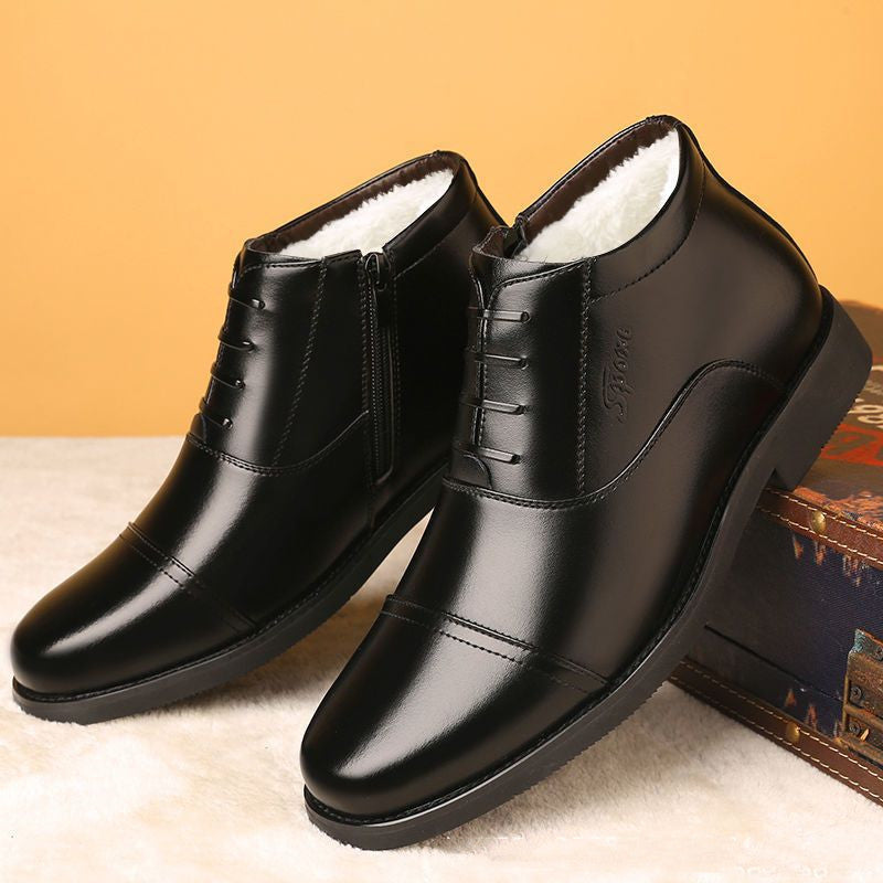 Scarpe in pelle reale da uomo con fodera in fleece, stile in cotone, ideali per l'inverno, marca Valstrend shop.