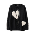 Street Love Embroidery Loose Round Neck Knitted Couple Sweater