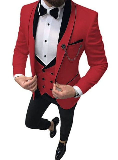 Completo da uomo Valstrend, abito tre pezzi da sposo e testimone, giacca, pantaloni e gilet in tessuto elegante.