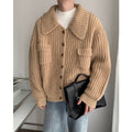 Maglione cardigan da uomo Valstrend con colletto retrò, a maniche lunghe, chiusura singolo petto e stile classico.
