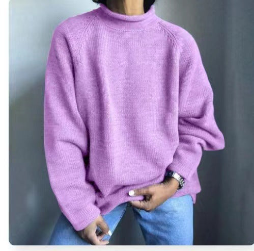 Solid Color Pullover Loose Casual Sweater