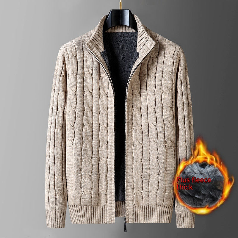 Maglione da uomo Valstrend con collo alto, interno in fleece termico spesso, ideale per il freddo, tessuto caldo e confortevole.