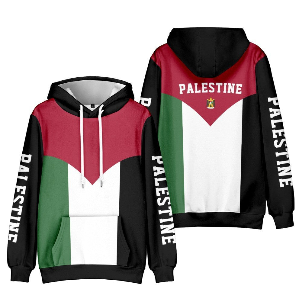 Felpa con cappuccio in poliestere fibra refilata palestinese Valstrend, stile casual e comodo, con dettagli colorati e cappuccio regolabile