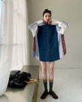 Vestito chemisier da donna in jeans con motivo patchwork, stile casual e loose, marchio Valstrend, stile coreano.