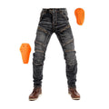 Jeans da moto elasticizzati per uomo e donna di marca Valstrend, vestibilità aderente e tessuto resistente, in colore nero.