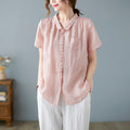 Camicia casual a maniche corte in tinta unita Valstrend, tessuto morbido e comodo, vista frontale del top in colore solido.