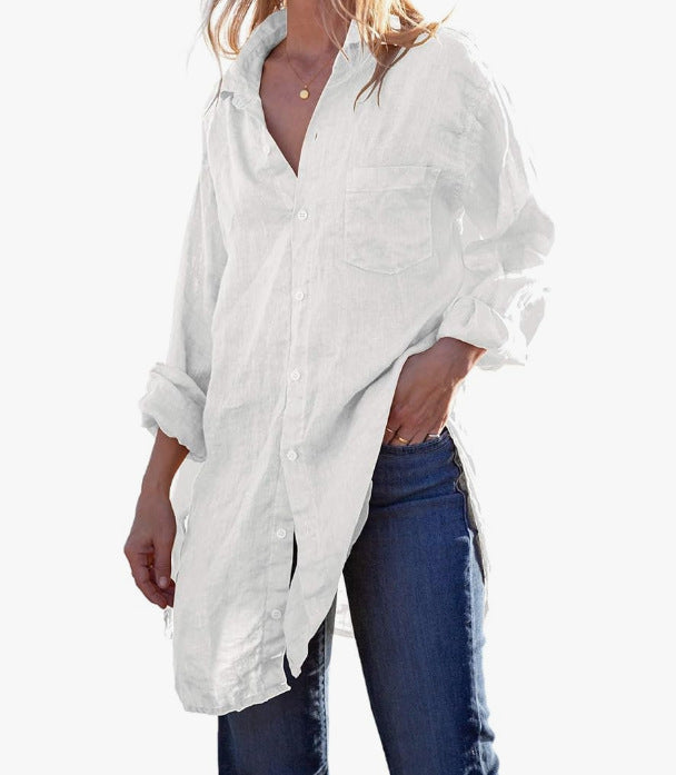 Camicia lunga Valstrend da donna, copricostume casual per la spiaggia, tessuto leggero e morbido, ideale come copertura bikini.
