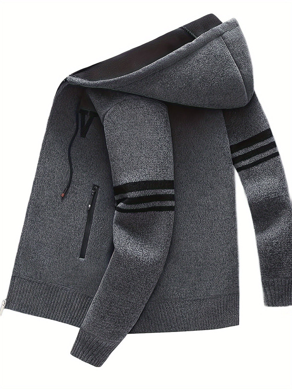 Cardigan con cappuccio da uomo Valstrend, felpa a righe, zip, leggero, traspirante, caldo e casual per autunno e inverno outdoor.