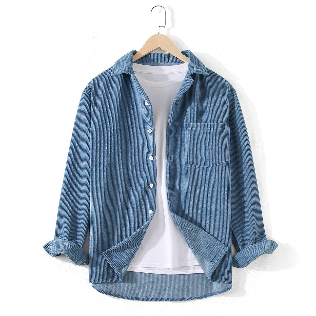 Camicia lunga in velluto a coste color pastello, stile giapponese, vestibilità loose, ideale per autunno, marca Valstrend shop