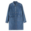 Vestito chemisier in jeans slim, versatile, stile coreano e vintage, con bottoni singoli, moda elegante Hong Kong, brand Valstrend