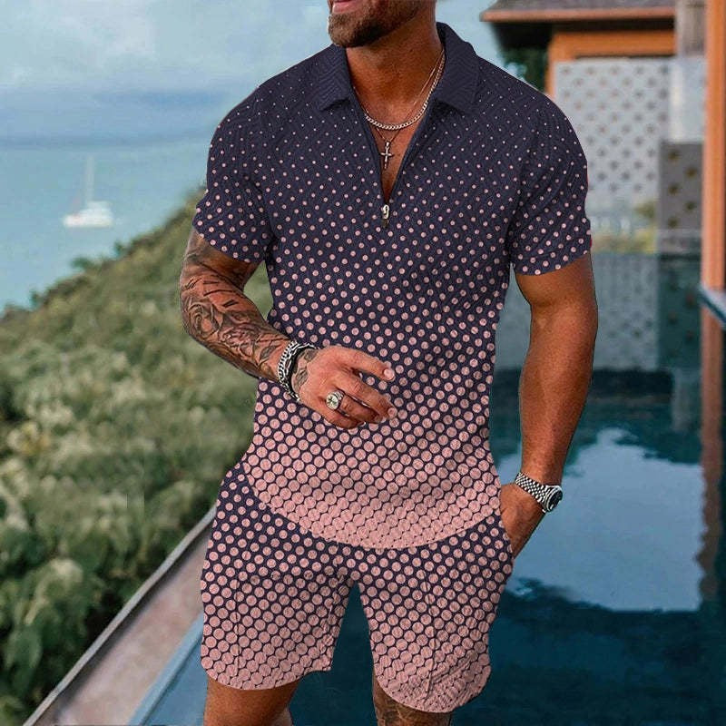 Completo casual fashion Valstrend con giacca corta con zip e maniche corte, stile moderno e versatile.
