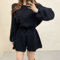 Tuta donna Valstrend, pantaloni larghi a gamba ampia con scollo rotondo retrò e fascia da annodare, stile elegante e casual