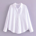 Camicia autunnale da donna Valstrend, maniche lunghe, colletto a revers, tinta unita, stile elegante e casual.