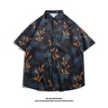 Camicia da uomo in seta hawaiana Ice Silk di Valstrend, stile alla moda con fantasia tropicale, maniche corte e collo classico.