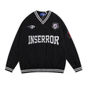 Maglione rosa con scollo a V, ricamo con lettere, maglione invernale Valstrend shop, stile casual e morbido.