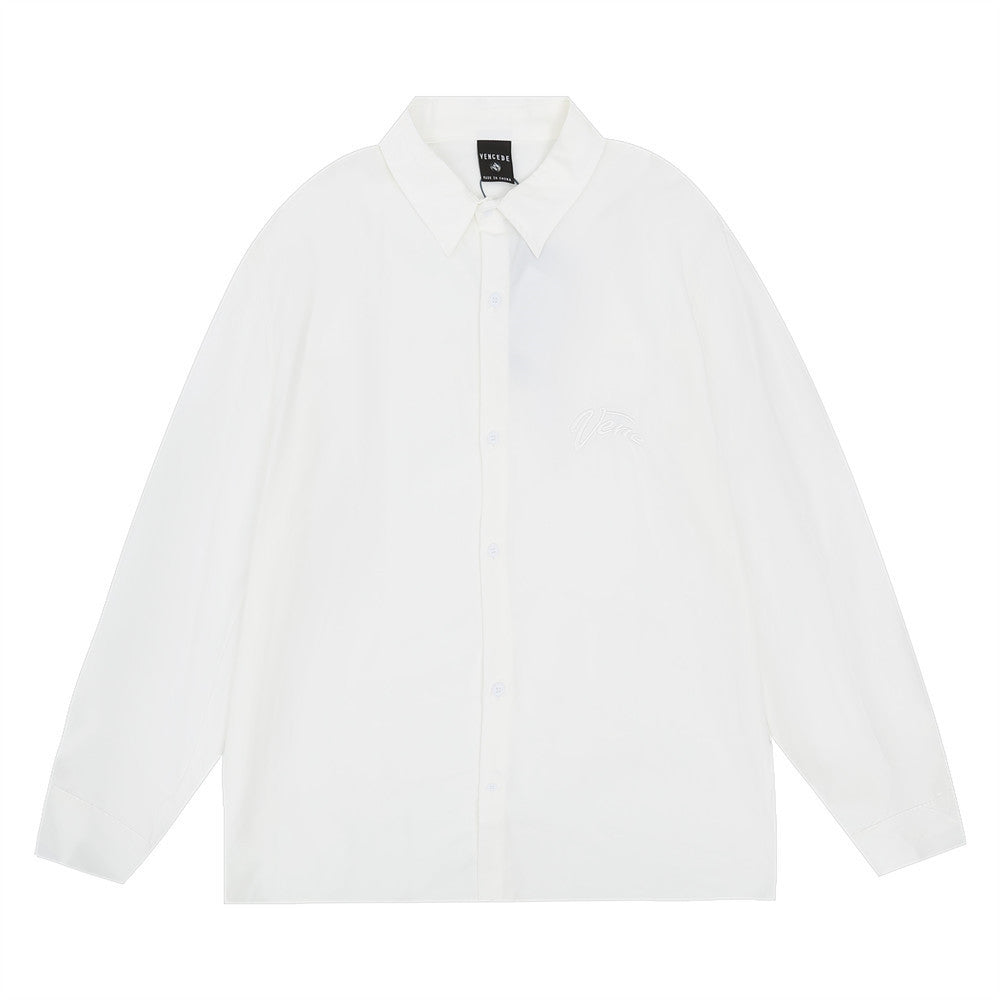 Loose And Simple National Fashion Design Sense Lapel Embroidery Cardigan Shirt
