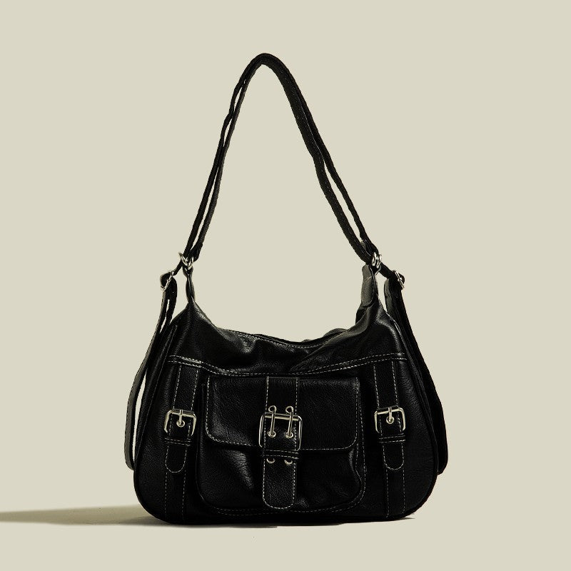 Borsa a tracolla un-shoulder Valstrend, bag postino versatile in pelle con dettaglio singolo spallaccio e tasche frontali.