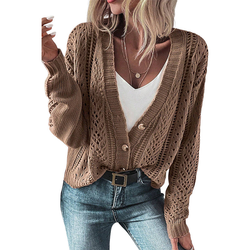 Cardigan donna a maniche lunghe e spalle scoperte Valstrend, maglia semplice e versatile in tessuto a maglia.