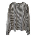 Camicia in seta crepe de chine a righe con colletto stile stand, marca Valstrend, tessuto elegante e leggero.