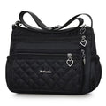 Women's Quilted Crossbody Bag, Casual Style, Black, Nylon, Waterproof, Large Capacity, Fashionable Shoulder Bag with Tassel Detail, Adjustable Strap, Zipper Closure, Polyester Lining, No Print, No Oil Edge