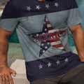 T-shirt uomo Valstrend con stampa di stelle, maniche corte e girocollo, abbigliamento estivo da uomo per attività all'aperto