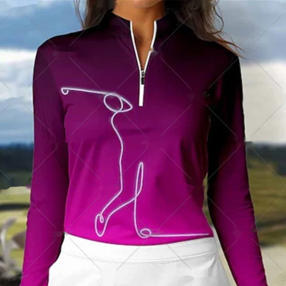 Maglietta da golf a maniche lunghe Valstrend, traspirante e dry-fit, ideale per tennis e sport all'aperto, in tessuto leggero e comodo.
