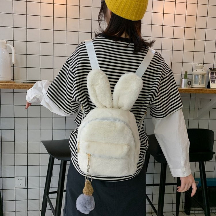 Zaino per bambini Valstrend con orecchie di coniglio in peluche, design carino e cartoon, perfetto per ragazzi e ragazze.
