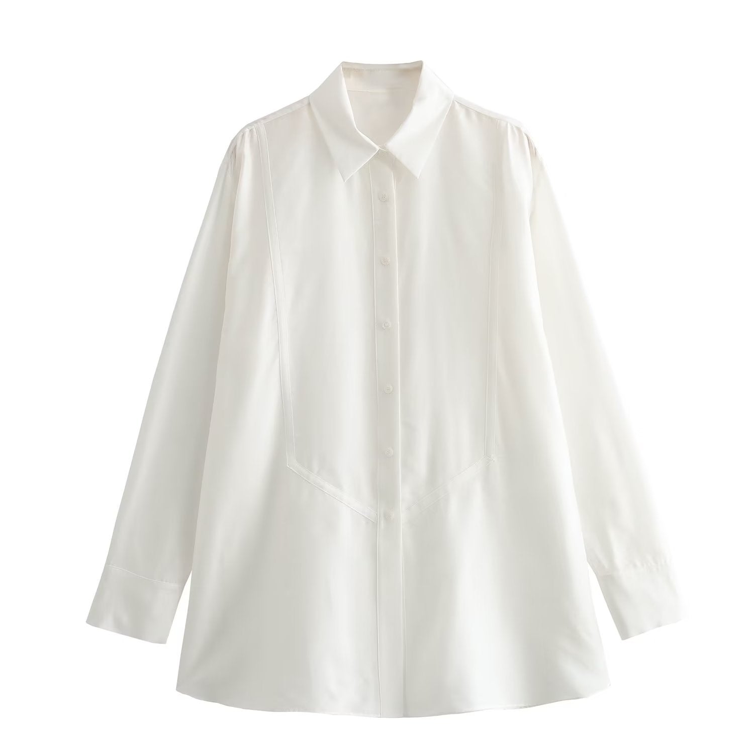 Camicia da donna bianca Valstrend con effetto drappeggiato, stile elegante e vestibilità comoda, adatta a ogni occasione.