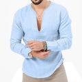T-shirt casual in lino a maniche lunghe Valstrend, tessuto leggero e traspirante, stile rilassato e comodo.