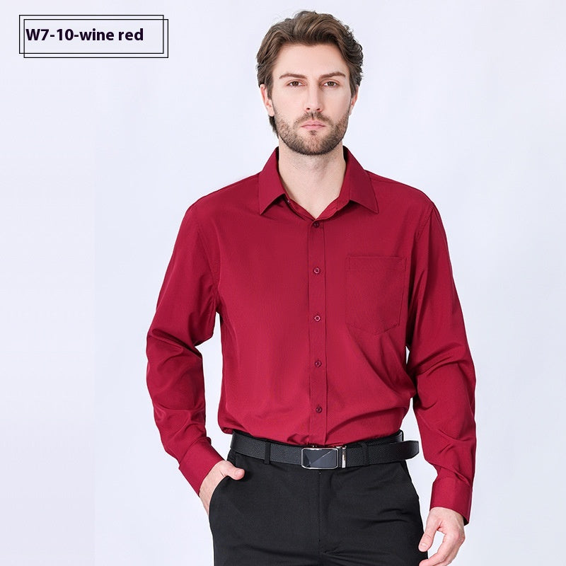 Camicia da uomo Valstrend, a manica lunga, stile professionale, stretch, minimalista, senza bisogno di stiratura, ideale per l'ufficio.