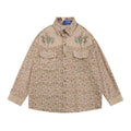 Camicia floreale da uomo Valstrend, a maniche lunghe, stile casual, con ricami e collo a the, tessuto leggero e comodo.
