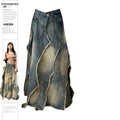 Gonna lunga in denim con lamina irregolare, stile retro Y2K, taglia grande, donna, marca Valstrend Shop