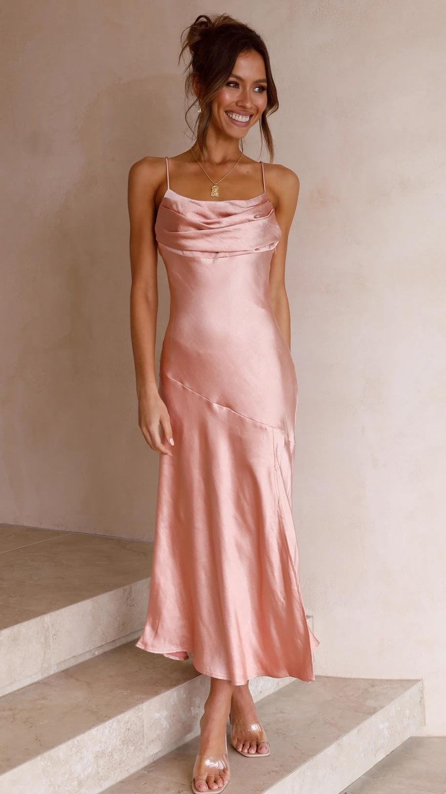 Back Self-tie Slit Sling Dress