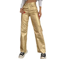 Pantaloni dritti retrò in oro e argento, pantaloni di tendenza Valstrend, stile personale e design distintivo.