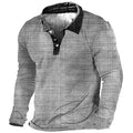 Camicia polo da uomo Valstrend con maniche lunghe, stampa casual, tessuto morbido, collo con bottoni e design rilassato.