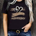 Maglietta donna Valstrend con stampa cuore, maniche corte, stile casual, perfetta per primavera e estate.