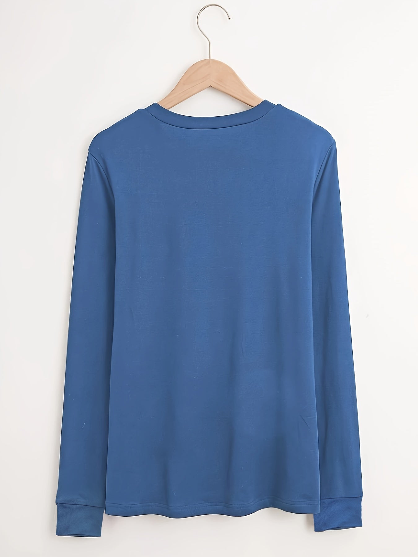 T-shirt blu con cuore stampato per donna, maniche corte, tessuto elasticizzato in poliestere, lavabile in lavatrice, stile casual.