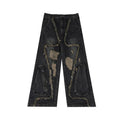 Jeans vintage da uomo Valstrend con detagli sfilacciati, frange e stile deconstructed, effetto usurato e dettagli retrò.