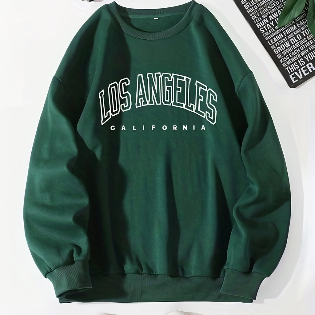 Letter Print Pullover Sweatshirt, Casual Long Sleeve Crew Neck Sweatshirt For Fall & Winter, Women's Clothing
