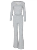 Pantaloni a sigaretta a maniche lunghe a tinta unita con Pantaloni a campana e giacca coordinata, stile moda slim fit Valstrend.