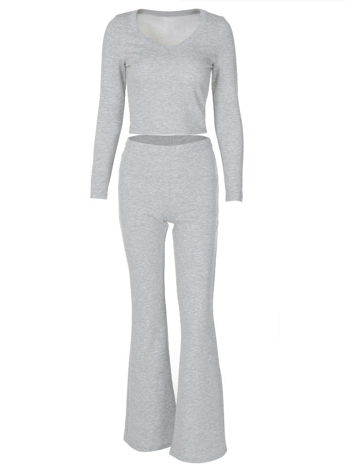 Pantaloni a sigaretta a maniche lunghe a tinta unita con Pantaloni a campana e giacca coordinata, stile moda slim fit Valstrend.
